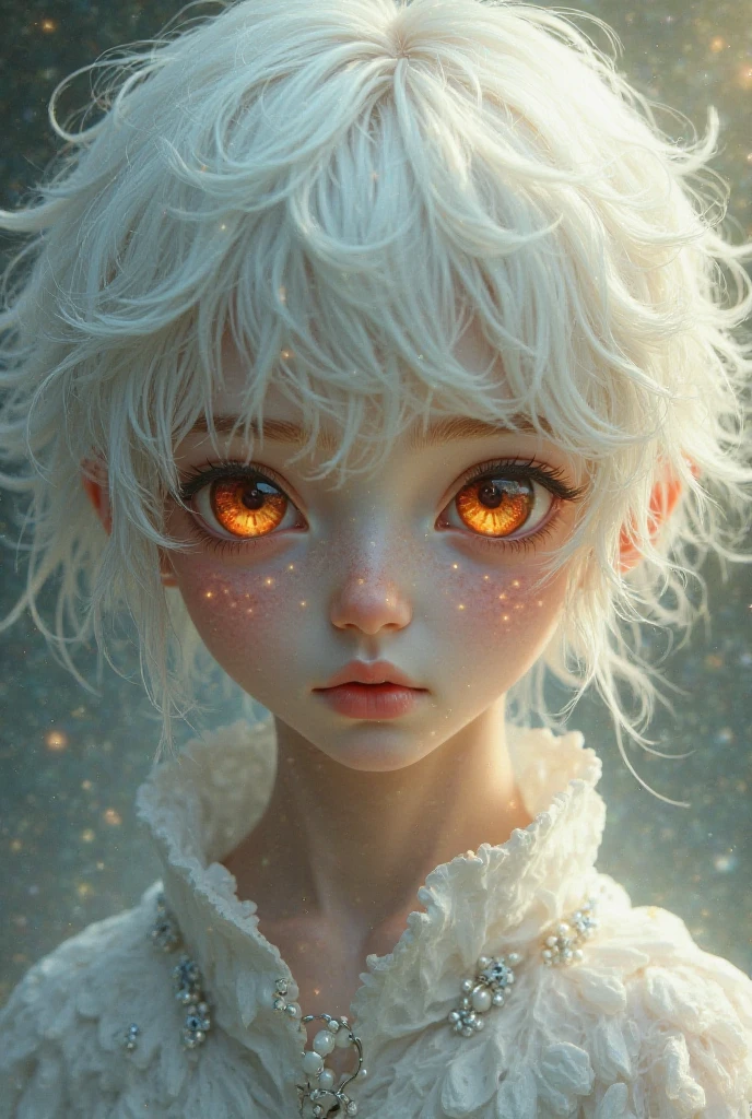 Boy with white hair and yellow eyes