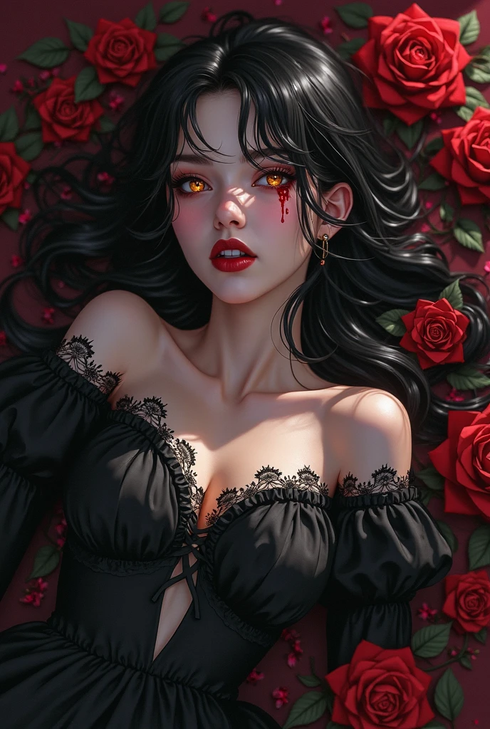 (masterpiece), best quality, ultra-detailed,illustration,beautiful detailed eyes, (beautiful detailed face), ((realistic face)),medium breasts,1girl,(solo),black long hair,Wet hair, gray eye,((zombie girl)),((Decaying body, glowing body)),black lace veil,Black wedding dress,blood thorns:0.3,floating, ((steampunk)),((dark)), (night), (black backglound,outdoors, graves, death, rotting corpses, dark magic) ,standing posture,three-quarter portrait, from below,perspective,atmospheric perspective,