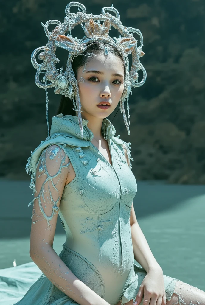 Warrior Girl, Circlet, Bikini Tops, Pelvic Curtain, Loincloth, Earrings, bracelet, High resolution, Cinematic, RAW Photos, masterpiece, Beautiful Face, Beautiful Lips, View your viewers, Tight cleavage, Small breasts , Seductive look、Breathe in、 splashes on chest、Sweaty、Accurate anatomy、