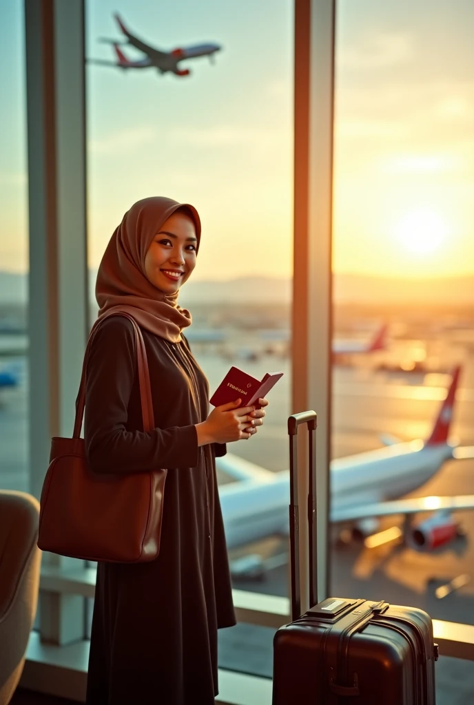 Staff airport check in counter with tag name under name lizawati body staff chubby with hijab cotton ai