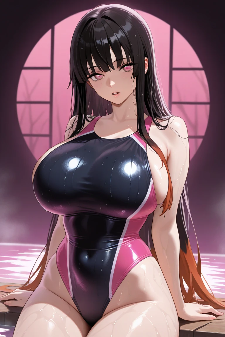 ((Highest quality)),((masterpiece)),((extremely detailed CG 8k)),Photographed from the front,((45 year old tall mature woman)),((expression)Smiling a little),((skin)Drenched in sweat,Shiny all over the body,Slippery and shiny),(Wearing dark pink lipstick,Heavy makeup),((Body shape)Tall and sexy body,The abdomen is tight,Long, strong, voluptuous legs,Voluptuous thighs,Large Breasts,Plump and vulgar large areola,Plump and large nipples),((Line of sight)カメラLine of sight),Captivating Gaze,Are standing,She has her arms raised to show off her armpits.,Please show your armpits, Underarm,High sweat humidity,Smells like sweat,Watching down on viewers,Shiny all over the body,The woman is showing off her armpits,Obscene body,from head to toe