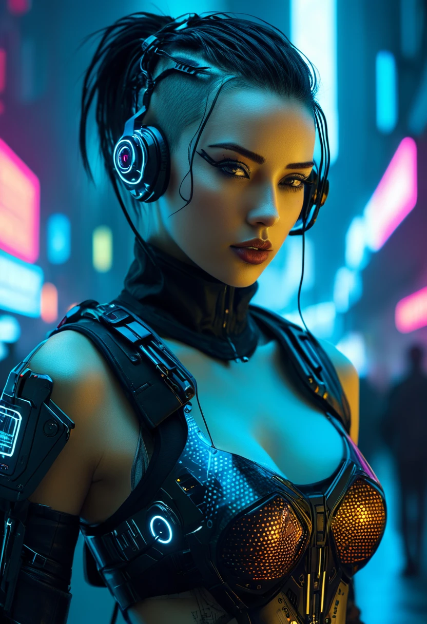 Change background cyberpunk handsome girl's 8k ultra