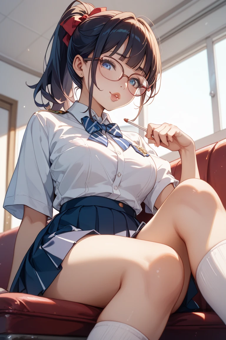 NSFW:1.5,masterpiece, 最high quality, high quality, High resolution, high quality texture, high quality shadows, High resolution, Beautiful details, Detailed CG, Detailed Texture, Realistic representation of face, Realistic, colorful, delicate, Cinematic Light, Side light, Lens flare, Ray Tracing, sharp concentrated, (1 Girl,concentrated:1.3), ( Intricate details, compensate, PureErosFaceV1:0.5), (細部まで美しいdelicateな顔, 緻密で美しいdelicateな瞳, Perfect Facial Proportions, Dense skin, Optimal ratio of four fingers to one thumb, Arms under chest, medium breasts, Wide Hips, Smooth upper abdomen, Tilt,middle hair ,wavy hair , Without hands, 30 years old,Blue Eyes,Glasses, Study,Office Lady, Navy uniform,Glasses,shirt, Tight Skirt,Black Stockings,machine,adultery,house wife, ecstasy face,curvy,supright straddle, bich, sweat,missionary, 1boy, penis, lying, vaginale, ass pov, spread legs, Sex, nsfw