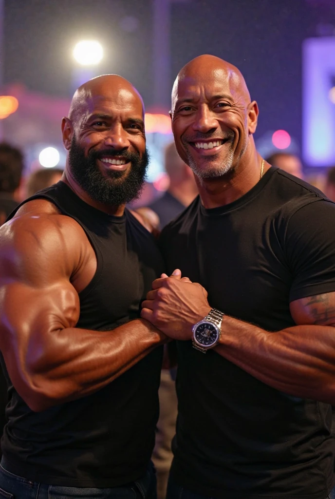 With naked Dwayne Johnson、Naked Jason Statham deep kissing