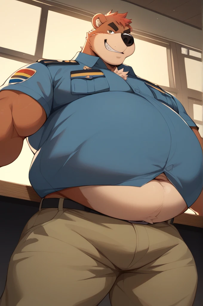 Old police officer grandpa, grey hair, male, fat, chubby, clean cut , wearing dirty socks, only wearing socks, leaking cum, cum everywhere, smelly socks, sweaty, stench coming from socks, sitting on couch, white socks, wearing cowboy hat, covering mouth, feet propped up on table