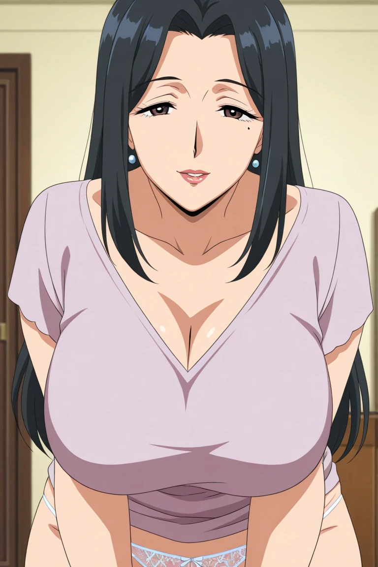 1 female, milf, gigantic breast, big boobs, bursting breast, cleavage, disney style, beautiful face, good lighting, looking at viewer, blushing, detailed texture, detailed eyes, beautiful eyes, hinata, modern disney 3d style