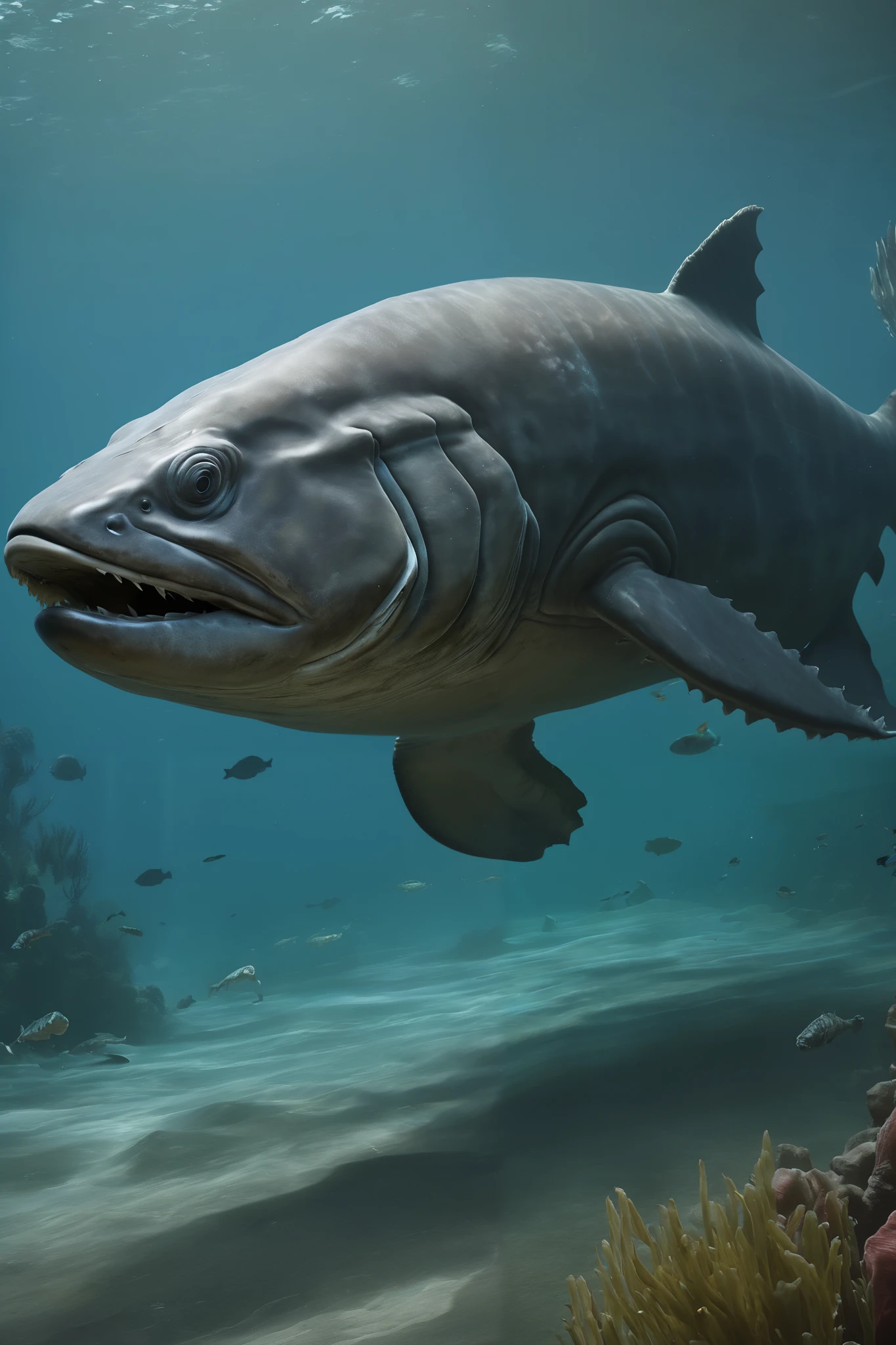 (masterpiece, 2k) solo, Dunkleosteus, prehistoric fish,