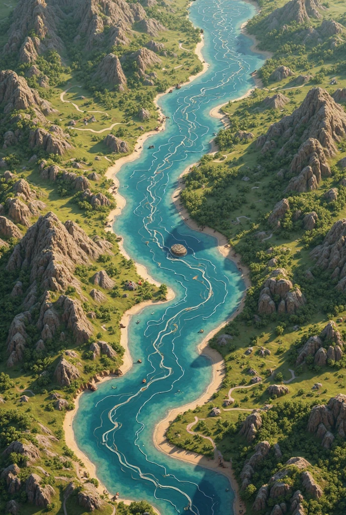 Alafd view of large expanses of water with lots of land, beautiful 3d map, beautiful landscape rendering, topographical jezero, detailed landscape, canyon terrain, highly detailed landscape, beautiful detailed background, 4K highly detailed digital art, highly detailed terrain, 3d landscape, render 4 D octane in cinema, 3 d landscape