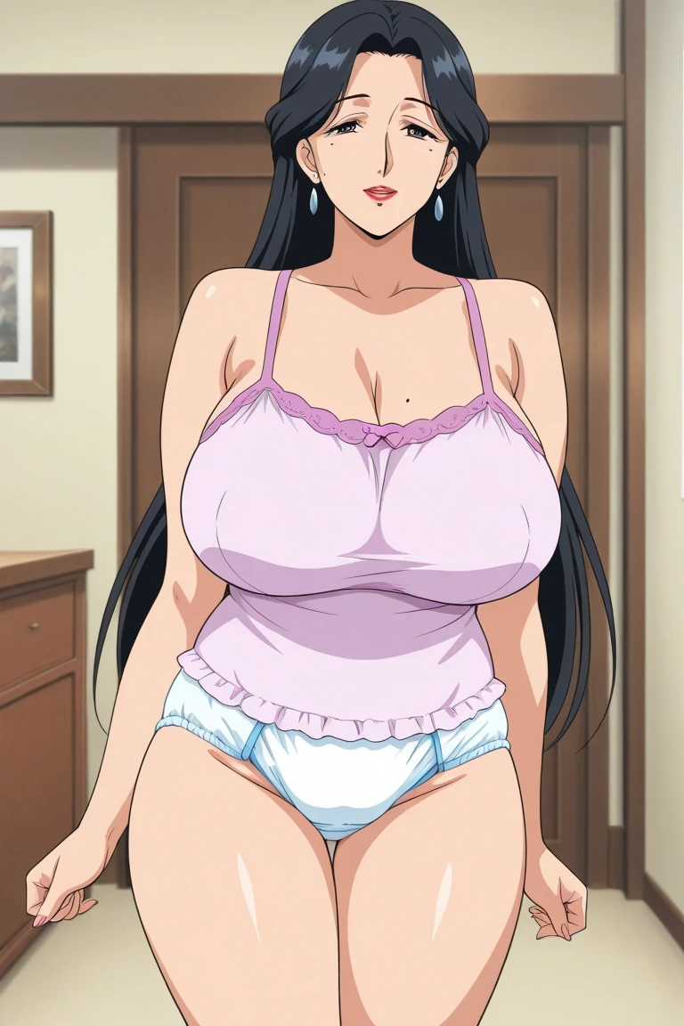 score_9, score_8_up, source_anime, anime screencap, one_piece_style, Nico Robin, Futanari,black hair, long hair, blue eyes, large breasts, gold bikini, looking at viewer, smile, cleavage, from front, cuerpo completo, looking at viewer,gold bikini,sexy,futanari,testicles,big eggs,NSFW,testicles