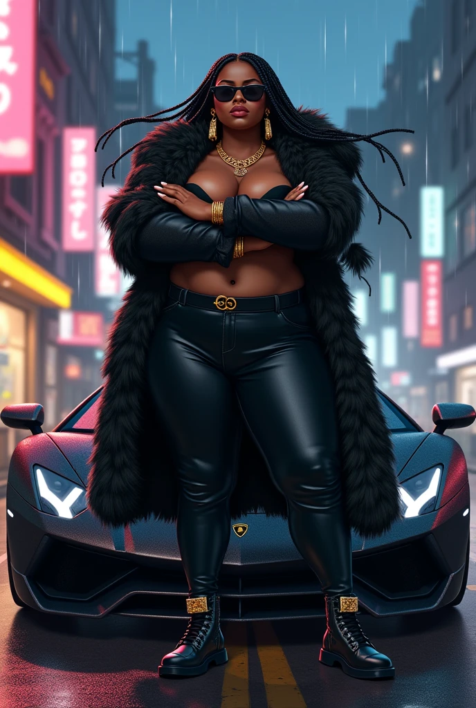 Handsomeblack man drivinga bugatti with a beautiful curvy black woman seated in the passengerseatofthe bugatti, night time, photorealistic image, 8k, ultra HD, unreal engine rendered, cinematic lighting, artgerm style,