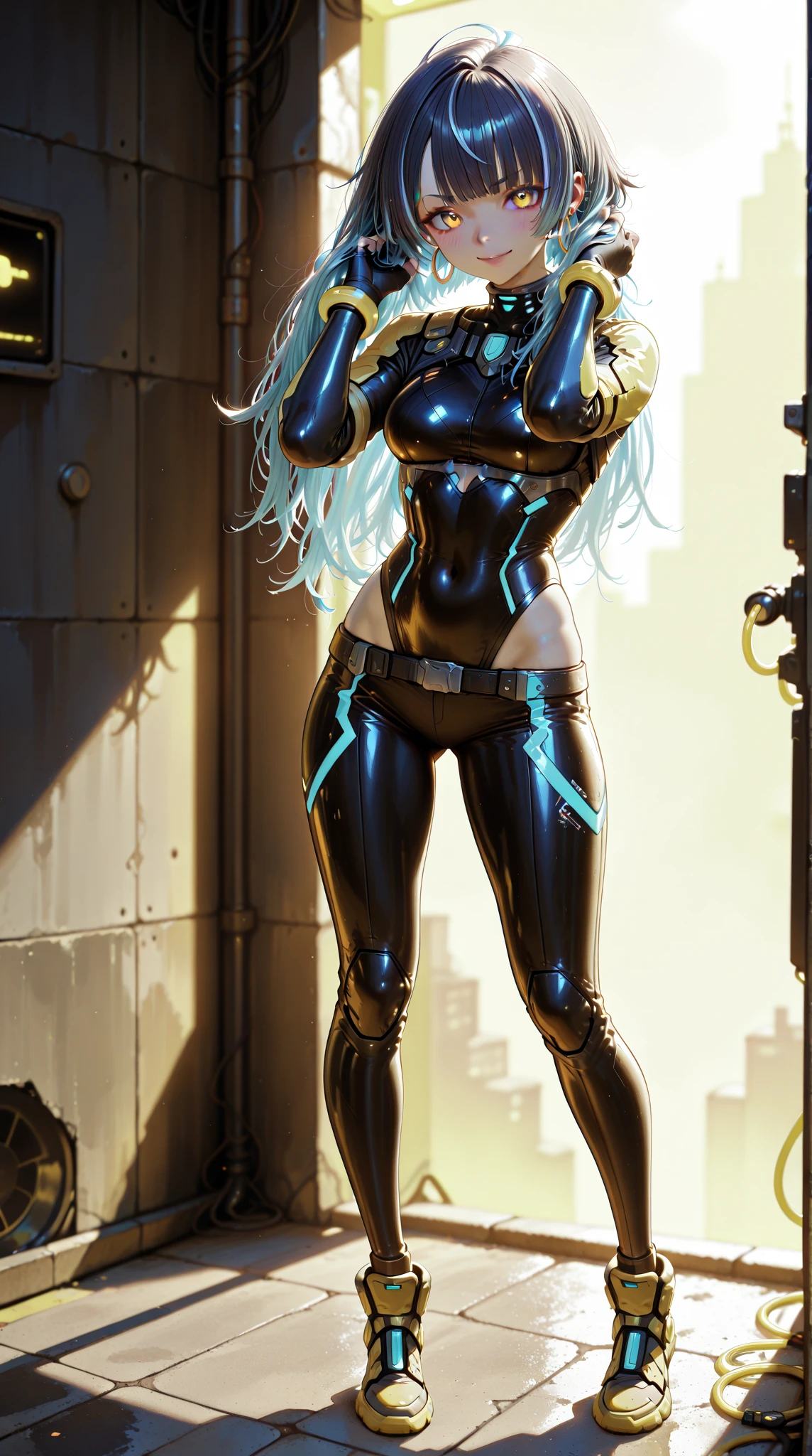 ((Best quality)), ((masterpiece)), (detailed: 1.4), 3D, cyberpunk, a beautiful black-skinned fairy with long white hair