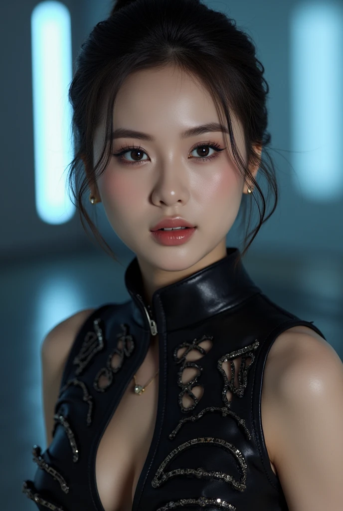3D, A beautiful cyberpunk female image,hdr（HighDynamicRange）,Ray traching,NVIDIA RTX,Hyper-Resolution,Unreal 5,Subsurface scattering、PBR Texture、post-proces、Anisotropy Filtering、depth of fields、maximum definition and sharpness、Many-Layer Textures、Albedo e mapas Speculares、Surface coloring、Accurate simulation octane rendering of light-material interactions、Two-colored light、largeaperture、Low ISO、White balance、the rule of thirds、8K raw data、blackstockings