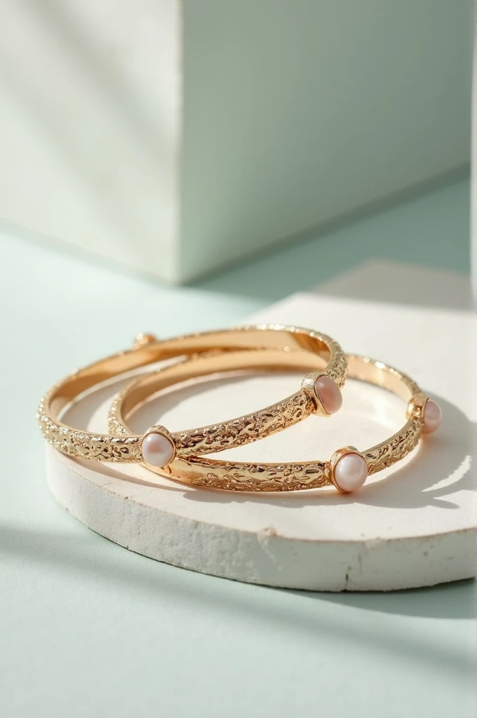 Two bangles with counch shells