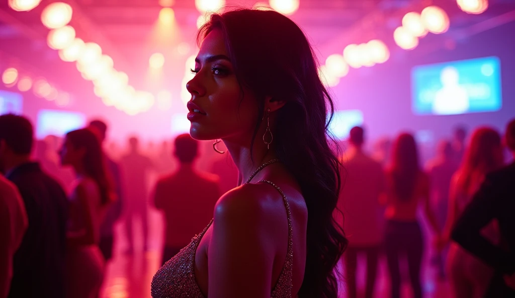 Real photo, best camera, nightclub atmosphere, One beautiful and sexy girl dancing reggaeton