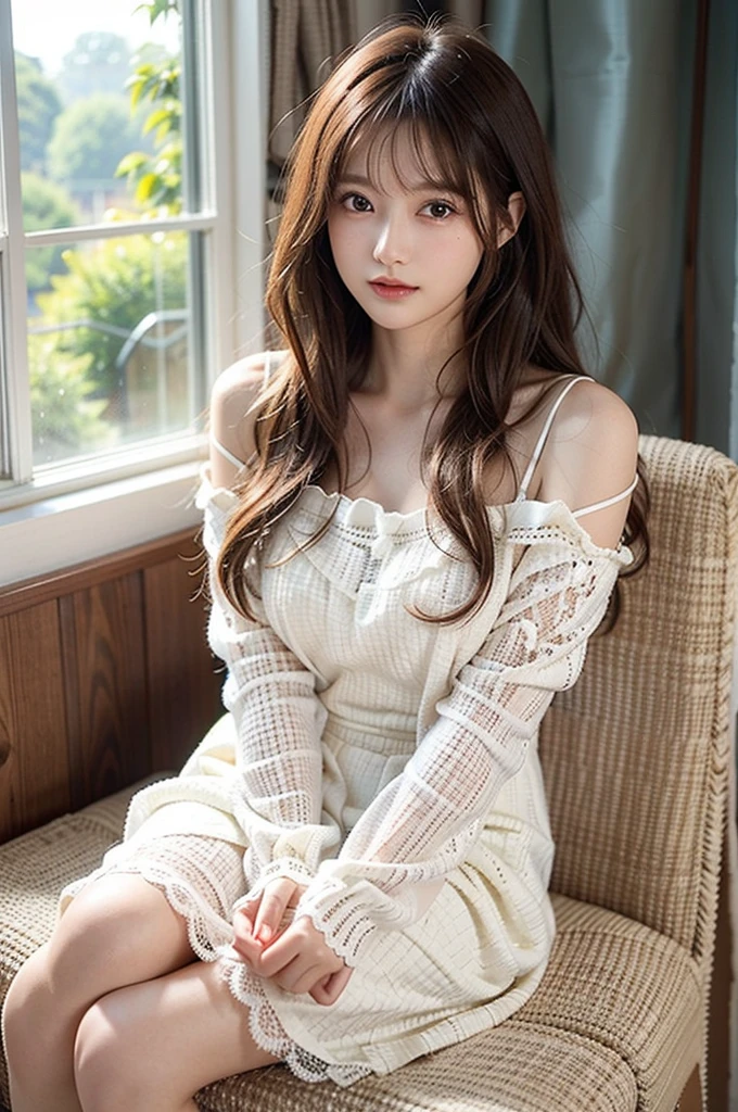 (1girl:1.3), solo, __body-parts__, Kim Ji-ni Jennie face, flowers, garden, lying down, wearing white t-shirt, vintage, khaki loose cardigan sweater, cute, shorts, flowers