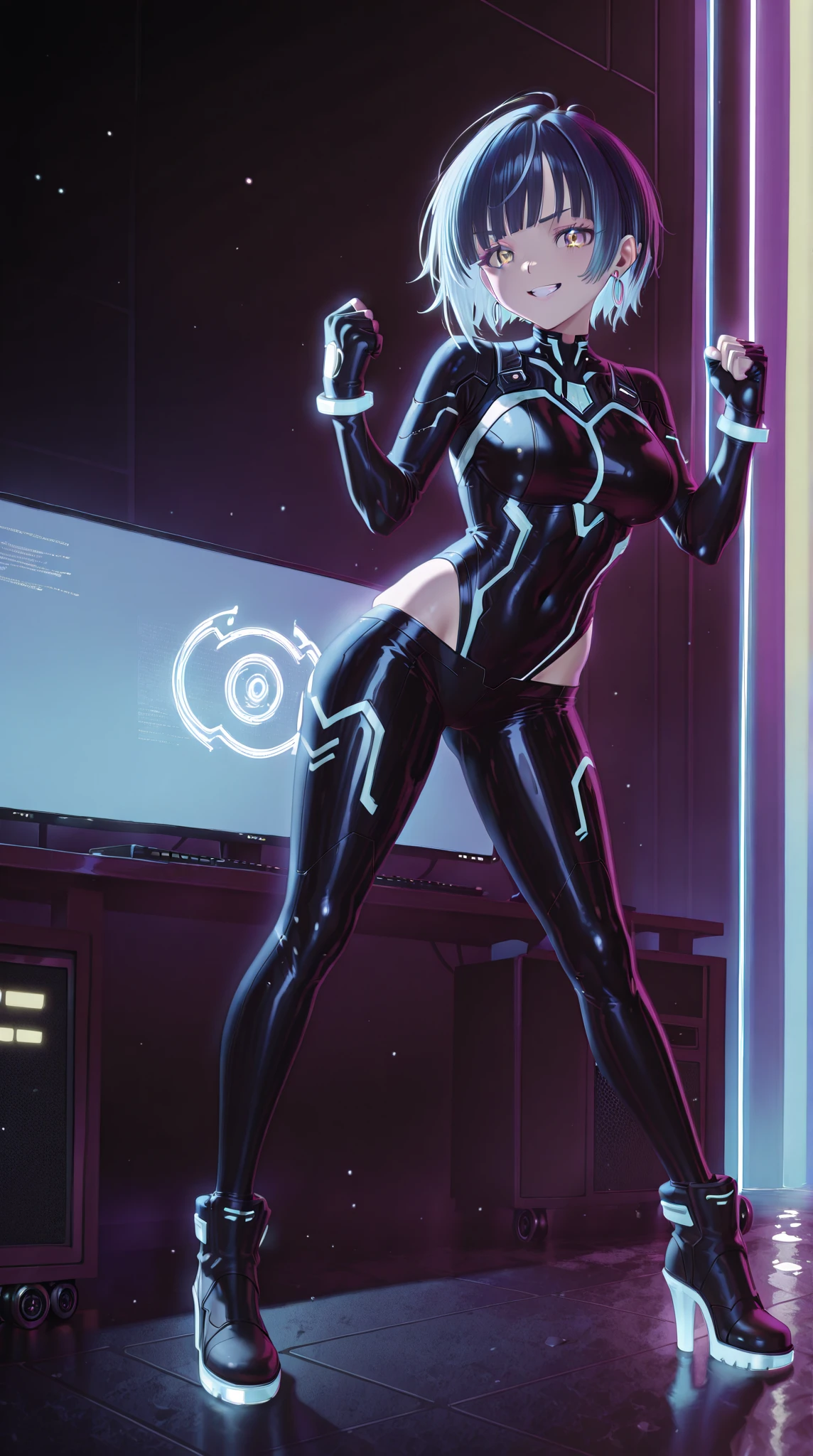 Cybernate, Neons, linda uma menina、machine、sexual、poses sexuais, NSFW, buceta grande, bucetuda