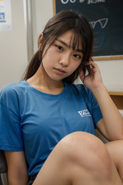Highest quality Japan Primary school students Girl 1 person T-Shirts jeans Are standing