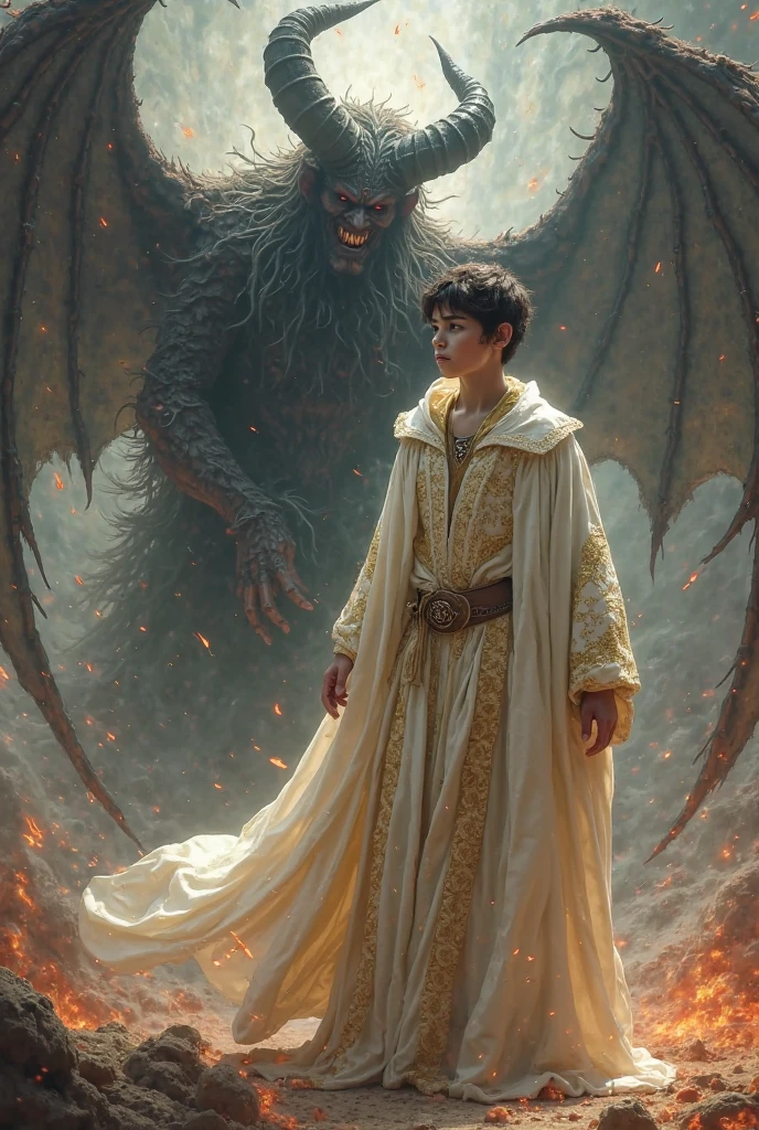 Wizard Without Robe A young, powerful wizard without glasses, wearing a long white and gold ...