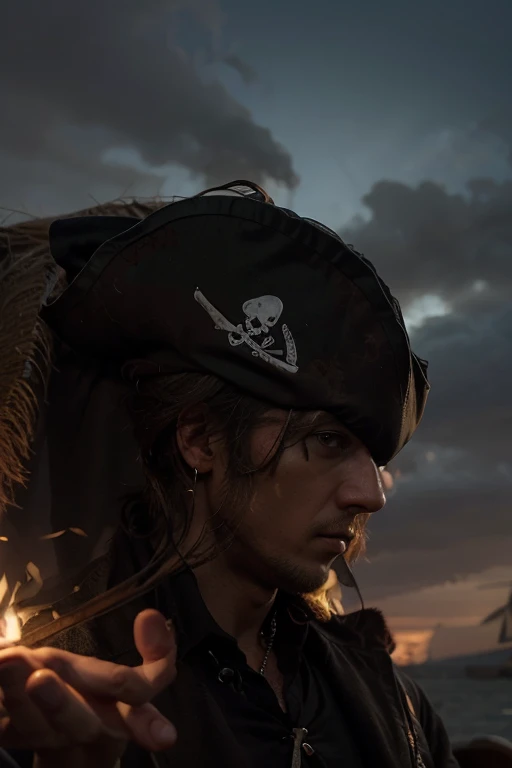 Cartoon, pirate flag, shadow hunters, detaileds, written background "blox fluits", best qualityer,