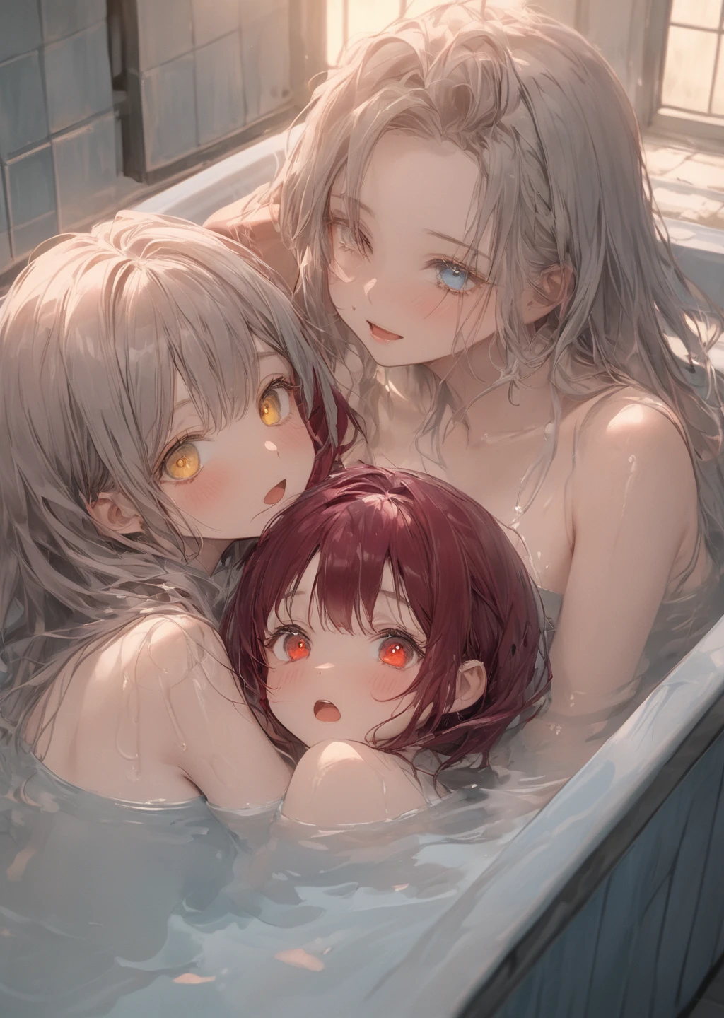 high resolution、masterpiece、high school、Pool、class、Poolサイド、10 schoolgirls、naked、full
