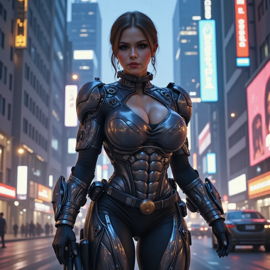 Detailed portrait cyberpunk (Gina Carano) (sks woman) (40 year old sks woman), futuristic neon reflective wear, sci-fi, robot parts, ismail inceoglu dragan bibin hans thoma greg rutkowski alexandros pyromallis nekro rene margitte illustrated, perfect face, round breasts, wide hips, ((tattoo)), brunette (long hair),, matte skin, pores, wrinkles, cameltoe, hyperdetailed, hyperrealistic,, Moody Lighting, Hasselblad Award Winner, Soft Diffuse Lighting, Smirk,, machine face, fine details, realistic shaded, intricate, elegant, dominatrix