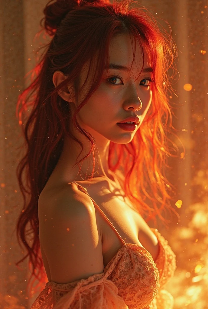 I want a thrill of fun with fiery bangs and red skin