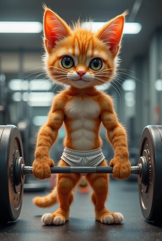 animal focus, no humans, cat, big eyes, animal, cat fitness, abs, muscular,