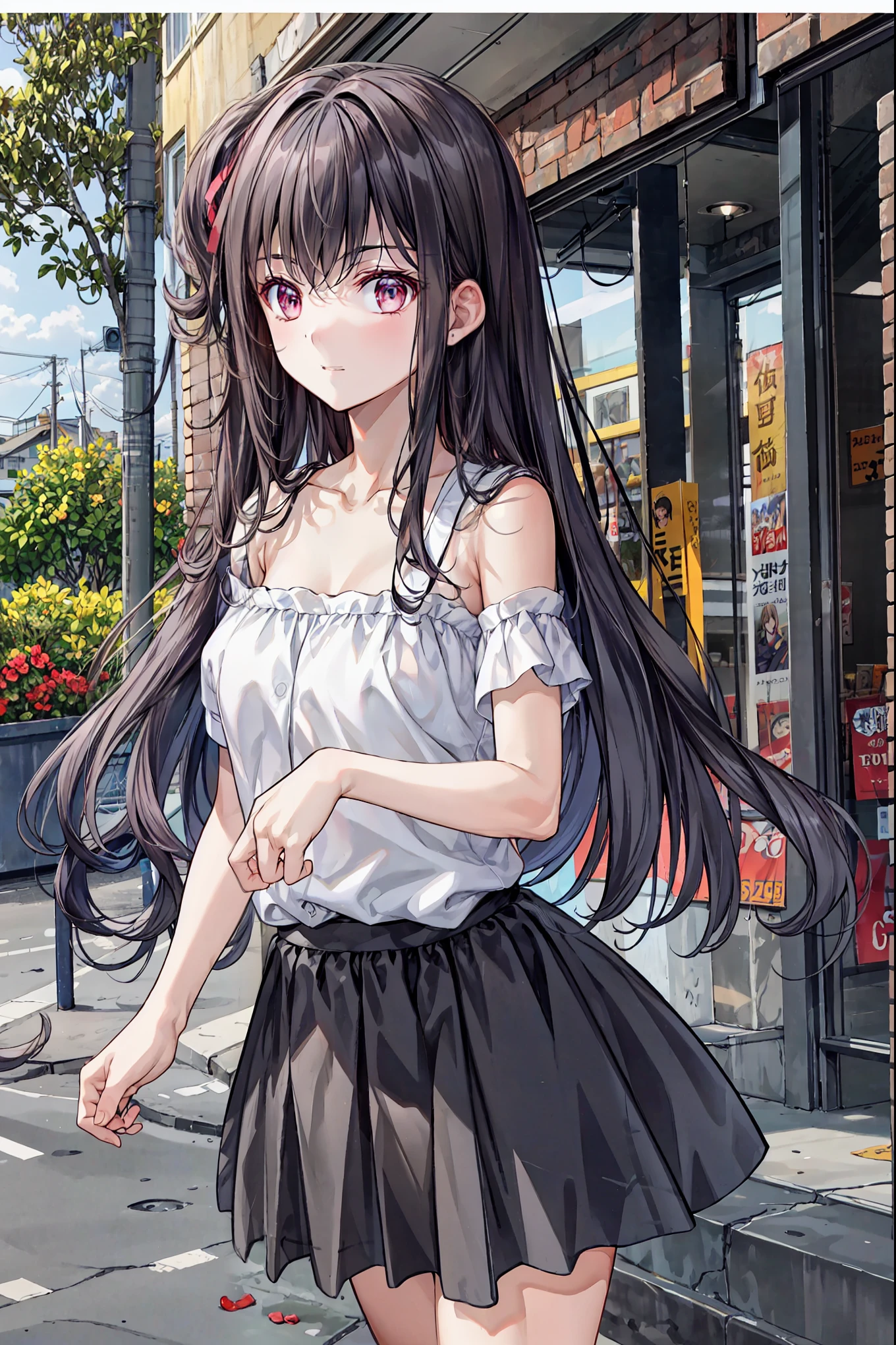 High definition raw color photo , Professional Shooting, (((Bokeh))), written border depth, Many apples have fallen from the sky 、camisole、短いhair、chest, hair,shortcuts for white doors,His Left Eye Hair Is Unkempt,短い編み込みのhair, Neat , Slender beautiful woman, correct posture,small breasts,Beautiful Legs,Your enchanting gray-blue eyes are shining like stars,dull eyes,bright color,beautiful eyes,A delicate smile,textured skin,BEST QUALITY, parody of a gentle and beautiful woman ,anime style、