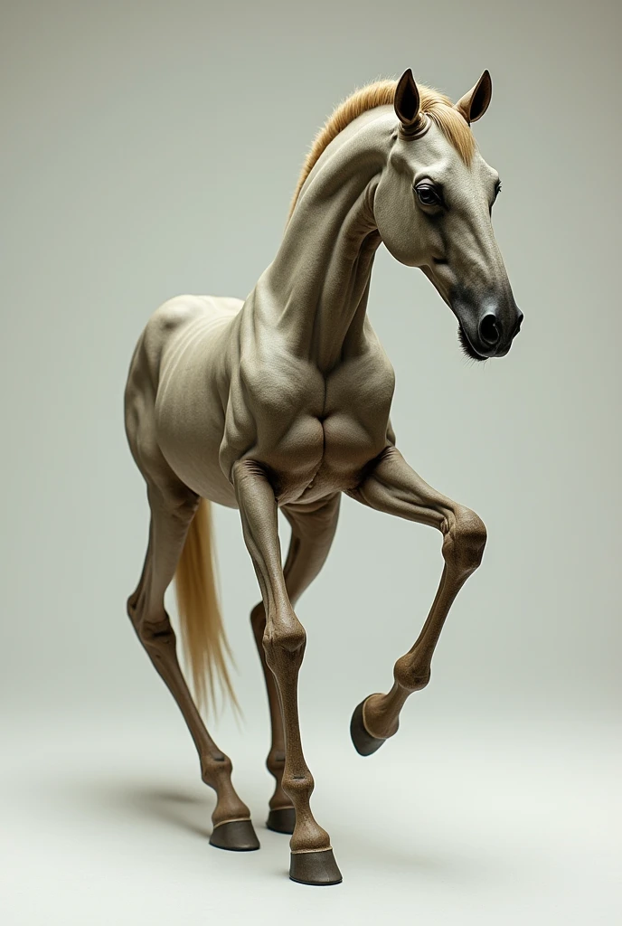 A female centaur，She is famous in the multiverse，She is both a female centaur, half human, half horse, half horse，It is also a female Yingzhao，Her image blends，The head, neck and shoulders of the horse are transformed into beautiful female humans, females, half-centaurs, half-horses, half-humans, half-humans, and human human upper bodies，and a chimera of a female half-horse with a beauty in the female body of the horse's belly，It's like a female human wearing a half-horse-like costume and making a seamless chimera，This chimerization is based on powerful futuristic technology。The ultra-wide-angle lens captures the image of her sleek and ethereal wings charging and leaping on the ionosphere。Her front half is a tall, sexy body with obvious feminine characteristics，Has K cup teardrop-shaped giant tit chest，Small man-waisted butterflies span long legs，The half-horse of the back half of the body is embedded in the front half of the body at the hip position，The horse-shaped half-horse torso form of the back half of the body is completely female and humanized，From the upper end of the sternum, the sexy bent dog style shape of the chest cavity embedded in the lower back position of the beauty body is placed transversely，Then there are the sexy beauty's horizontal waist and abdomen and straight hips，Her entire body has been completely feminized，Includes the half-horse part of the hind body，Mechanized armor covers the knee-shaped anti-joints and feet，And these parts are highly anthropomorphic，This gives her legs a graceful and slender line，She has four slender legs like a supermodel，Under the legs are skinny white feet dressed in Skyscraper Heels，Use Midjourney's advanced stroke tools and color palettes, as well as texture packs, model packs, and texture tools，Concentration，Femaleize all parts of her original equine physiologic appearance，And give these parts an ergonomic appearance，Finely treat the details of tight connections on the structure of the chest, abdominal cavity a