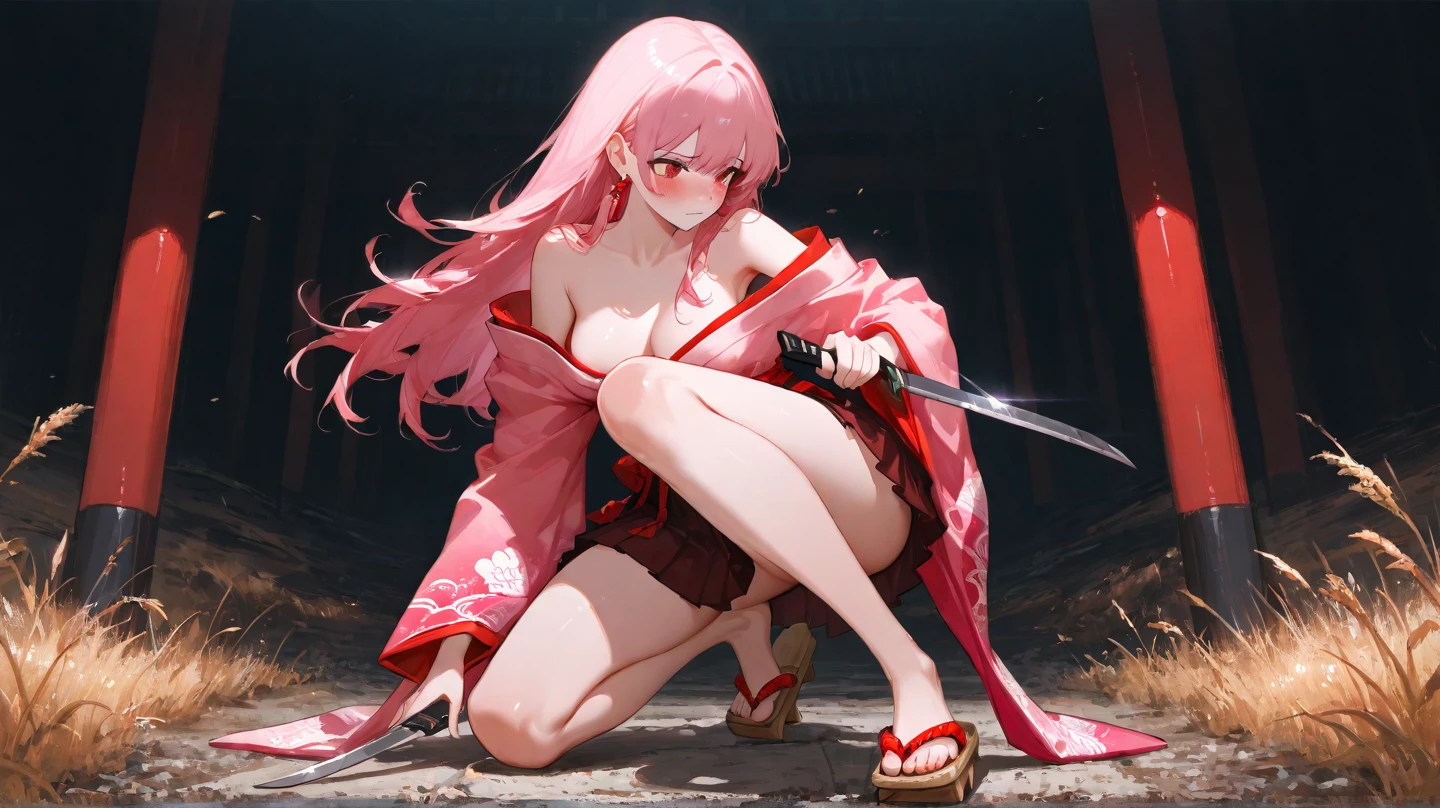 ((Top quality)), ((Masterpiece)), Perfect face Anime Uniform Full Length Cyhigh Boots Enamel latex Thick Bottom Openers Ahe-face Best picture quality Tongue piercing mistress Japanese-style bondage pink catearless with the legs spread tie