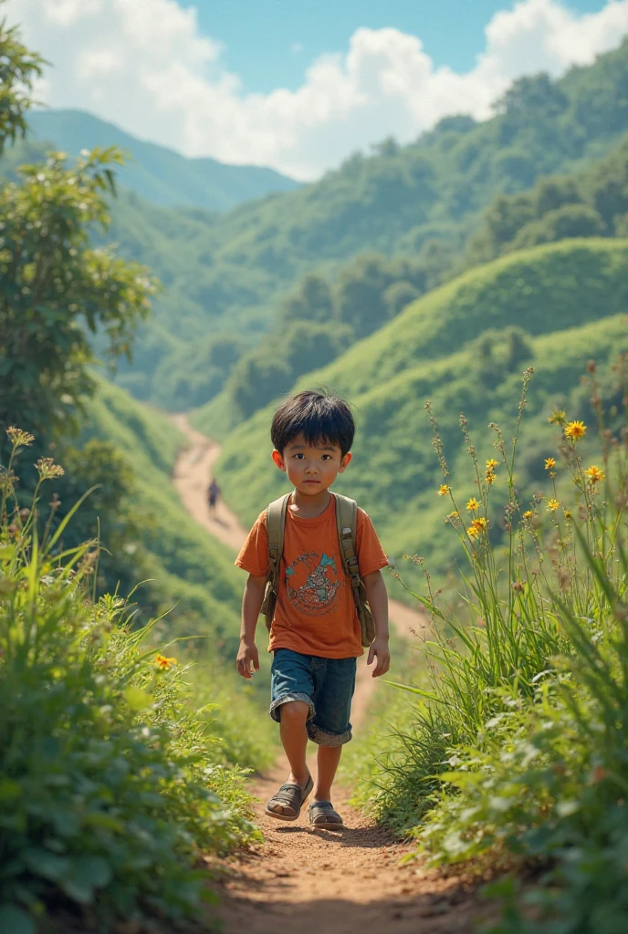 boy wearing sport shoes in nepal