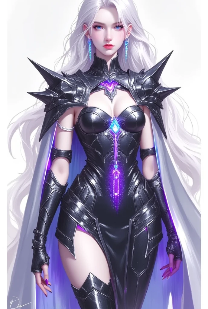 A girl, shiny silver hair, extra-long hair, delicate face, delicate eyes, topless,  icy environment, blue-purple environment, surrounded by many blue-purple lightning bolts, explosive lightning elements floating in front of the body, dreamy, mysterious, 8k, full body, erotic, gothic