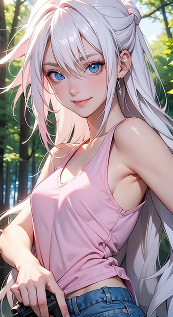 <lora:Neko-v1:0.7>, сoconut-home, 1girl, solo, long hair, jingle bell, animal ears, neck bell, heterochromia, cleavage, looking at viewer, bare shoulders, highleg panties, shirt, panty straps, blonde hair, side-tie panties, choker, (shorts:1.1), outdoors, smile