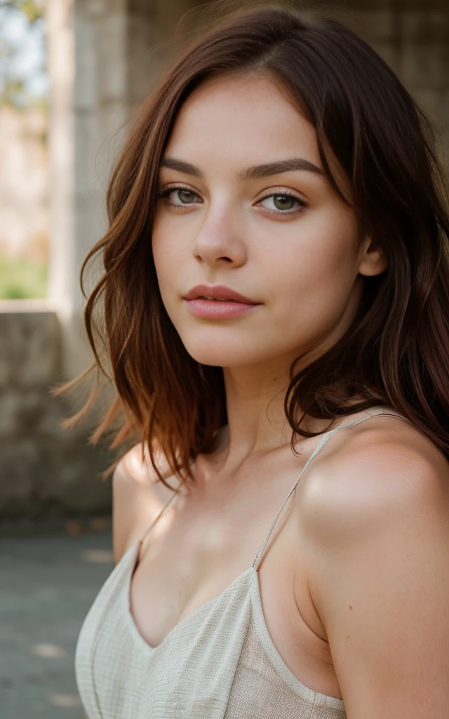 cute beautiful brunette, wearing a tight small bikini, full body, perfect angle, very detailed, 32 years old, flirty face, messy long hair, brown eyes, high-res, intricate details, highly detailed, sharp focus, detailed skin, realistic skin texture, texture, detailed eyes, professional, smile, shot on Canon, shallow depth of field, kodak vision color, eyeshadow, extremely detailed, photo_\(ultra\), realistic, post-processing, max detail, roughness, real life, ultra realistic, photorealism, photography, 8k uhd, photography, (pokies), ((fingersmile)), parted lips, naughty face, raised eyebrow, bright pupils, puckered lips, 85mm, photorealistic, masterpiece, best quality, 4k