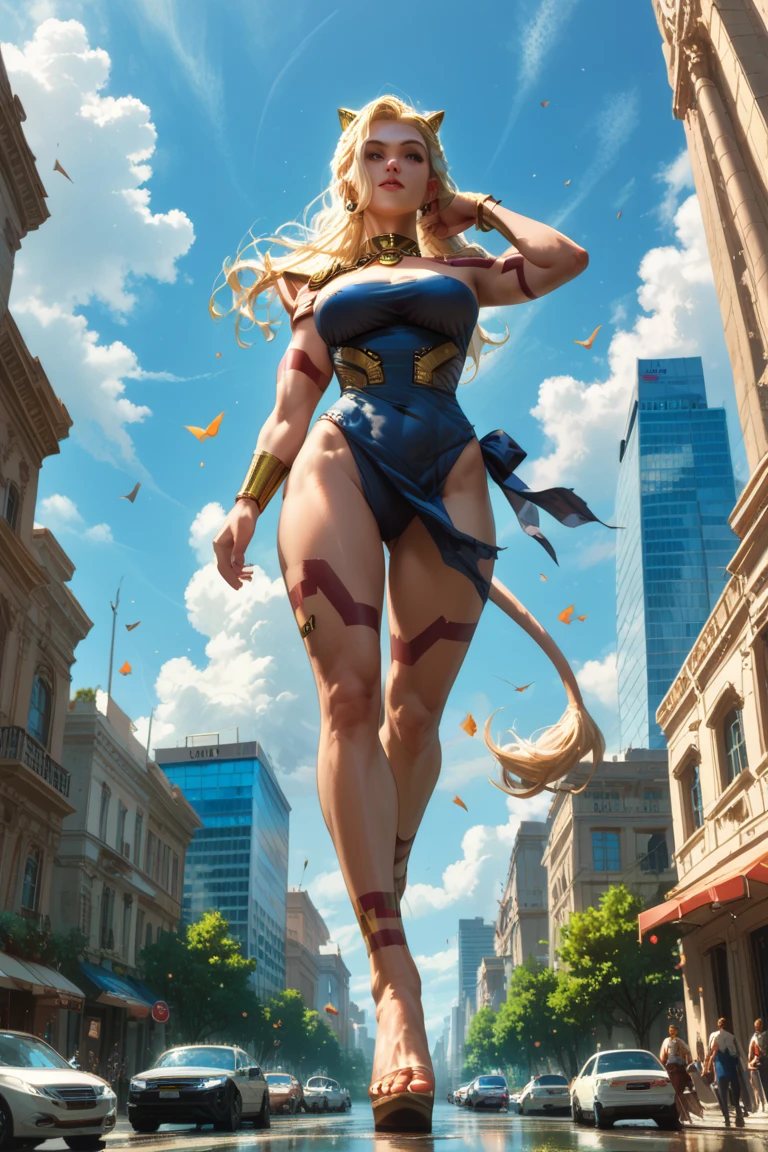 "A beautiful woman, blonde, face like Sydney Sweeney, Marvel and DC style superhero, full body, very sensual, beautiful body and trained in the gym, large breasts, thick thighs, thin waist, has the power of lunar and solar energies, 8k, running in the city."