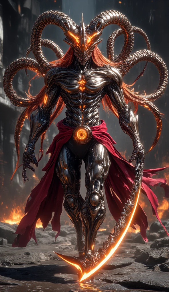 Top quality, Photorealistic, (((16k))), High Definition, Unity 8K wallpaper, high res, ultra sharp, masterpiece, ((masterpiece)), best quality, expressive eyes, perfect face, Super eyes, masterpiece, highly detailed exquisite character art, epic fantasy digital art style, detailed digital 3D fantasy art, (((Natural Lighting))) (((Portrait))) (((extreme long-shot))) ultra-realistic, god of tentacles, sexy tentacles, tentacle humanoid man, humanoid bodybuilder, pecs, glowing, god rays, wet, coiled, forced, entangled, (((orange neon skin))), blood red slimy tentacles, lava, liquid lava wet, monsters,