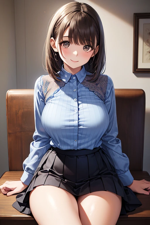 ((best quality)), ((masterpiece)), (detailed), 1girl, off-shoulder sweater, sweet voluptuous office lady. Sexy and alluring. Shirt wet with perspiration sweaty and alluring blushing and shy. Sitting on her office desk working seductively
