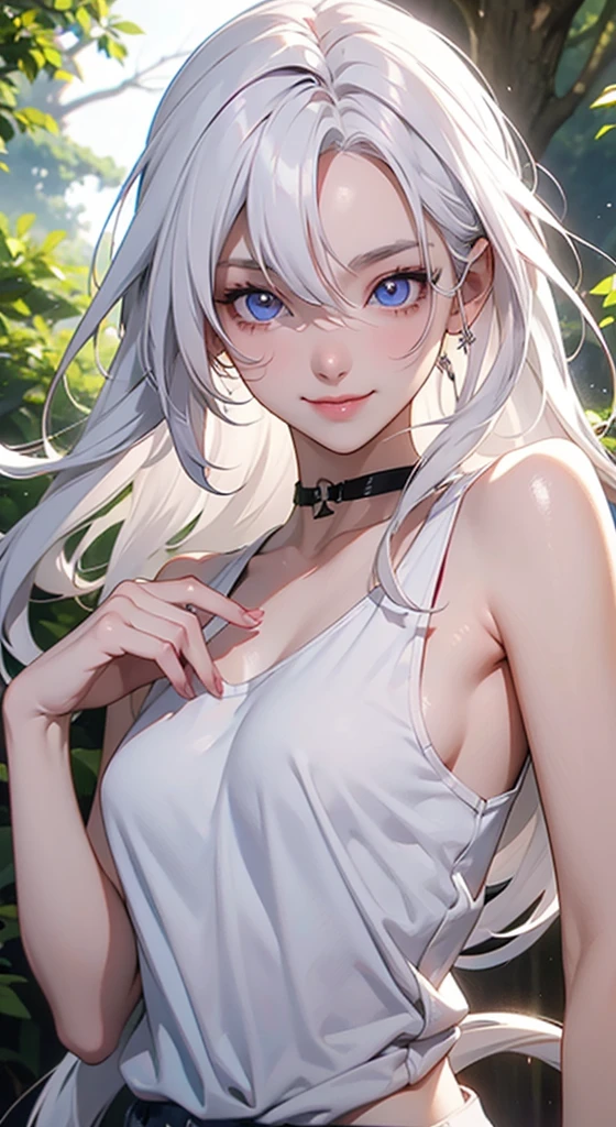 （lifelike， high - resolution：1.3）， 1 girl with a perfect body，slender body, Super fine face and eyes，assasin, dark makeup, shiny skin，white hair,((torn and ripped jungle clothes underneath lab coat)， Expose cleavage, extravagant makeup, pink eyeshadow, dark makeup shocked expression,  shiny skin, action pose, extravagant makeup, leopard print, lab coat, savage lands, feral lands, (waterfall, soaked), grey blue eyes, (disheveled hair)
