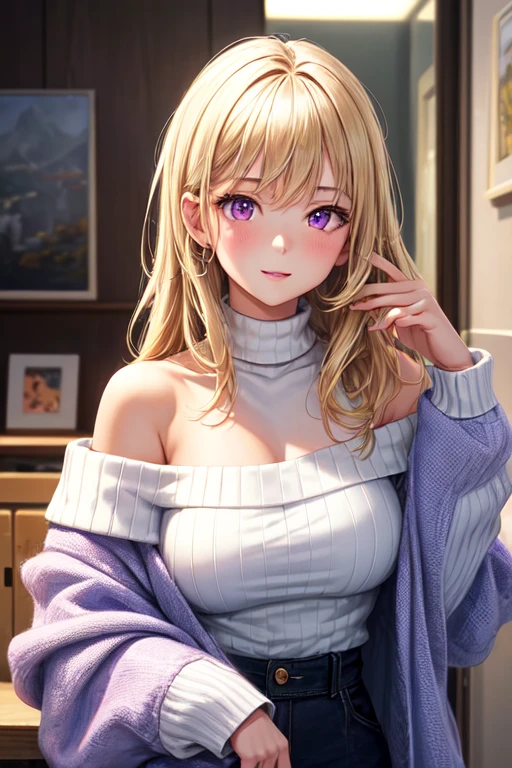 (((anime))), ((anime)), (Gal), Medium Hair, (Braid:1.3), (Blunt bangs:1.2),Two-tone hair, Blonde, (Pink Hair), Round face, Red eyes, (Droopy eyes), (((puppet))),Pink Lip,Earrings,necklace,[Dark Skin], A light smile, ((((cute)))), beautiful, 1 girl, alone, (cardigan:1.4), [Cleavage cutout],peace sign,beautiful background,(classroom:1.5),evening,sunlight,Backlight,masterpiece,Highest quality,Exquisite,8k,Absurd,Ultra-fine illustrations,(View your viewers)