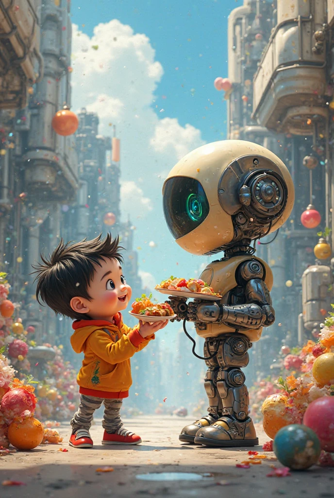 Golu distracted the robot with food!