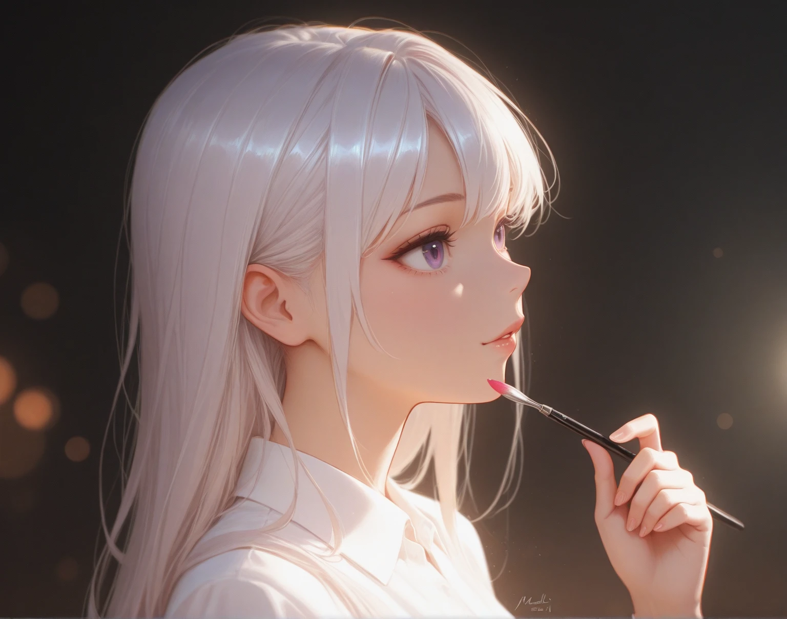 kk, melhor qualidade, mais detalhes, obra-prima, 1 girl, kaneki ken, retrato, foco feminino, olhos vermelhos, solo, franja, olhando para o espectador, capuz rosa, cabelo curto, chuva, tokyo tokyo \(cidade\), capuz, nail polish, cabelo branco, luxuoso, 8k, detalhado, ray tracing, profundidade de campo, cinematic lighthing,