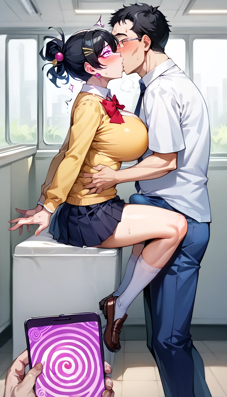 (girl,Fat middle-aged man:1.2)、(Maid clothes)、blush、French kiss、(hug)、(Big Breasts)、Very detailed、High resolution、4K、masterpiece、High resolution、(tears:1.8)、(rape)、Straddle a man、heart、toilet、(Sex:1.3)、(Grin)、Knee socks、(Side view)、(rape)、Kneeling、tie with a collar、Leaning forward