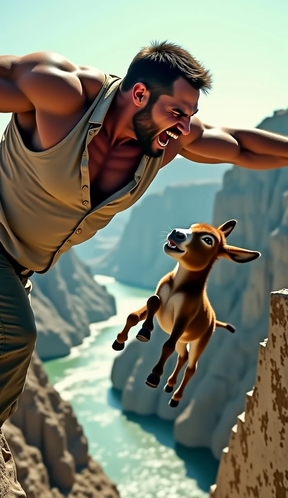 Person kicking pig up a mountain