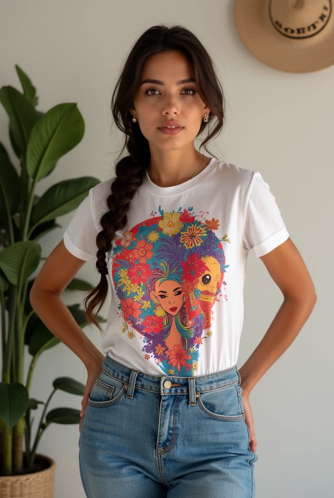 4k masterpiece unique a girl with tattoo blonde blue hair with green shirt