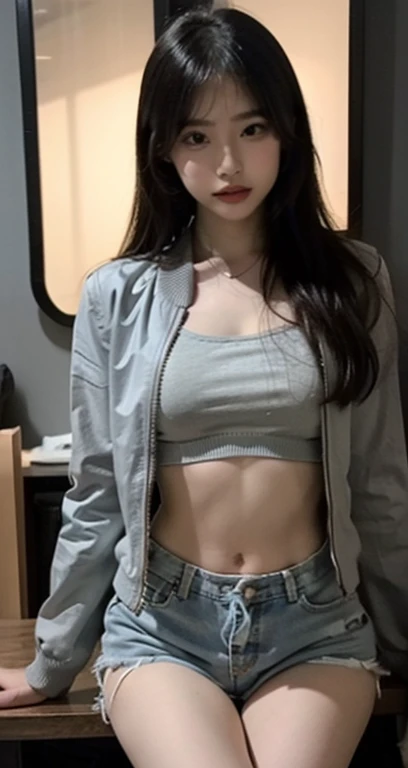female k-idol, peito achatado, , Coreano, fino, magro, sorrir, fofo, doce, Shy, vestido, vestido, suit jacket