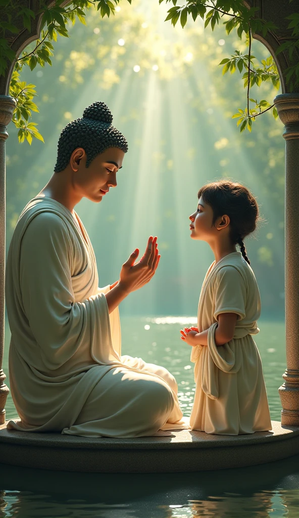 गौतम बुद्ध की फोटो बनाएं जो एक चीनी लड़की नमन करती हो 3d के रेगुलेशन में 👌 🌈