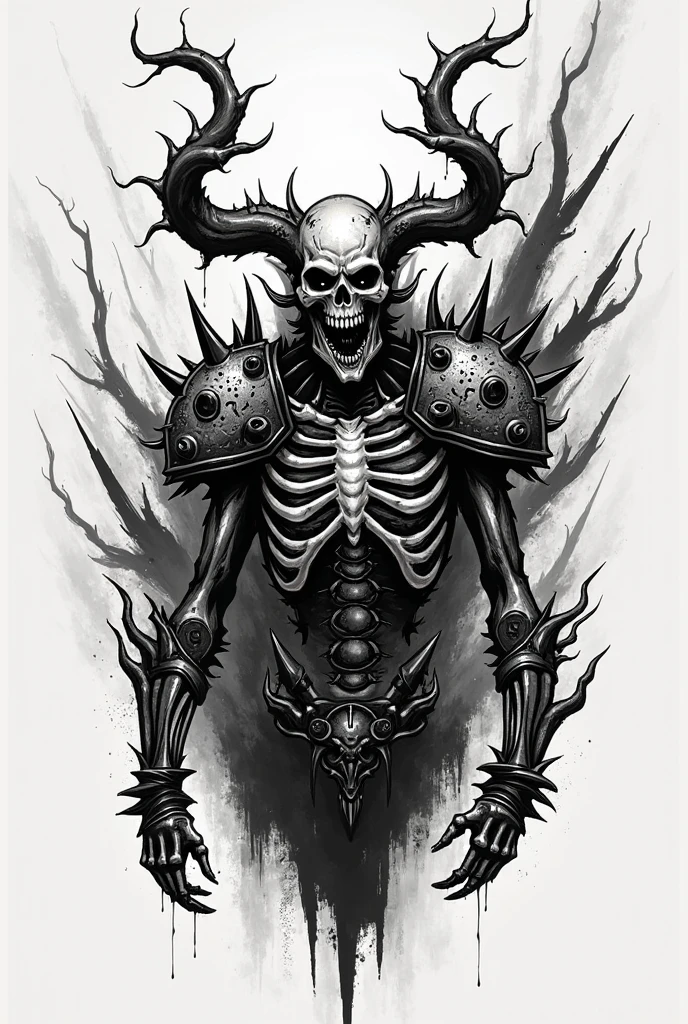 creature of bone and ancient times in graphic art style
