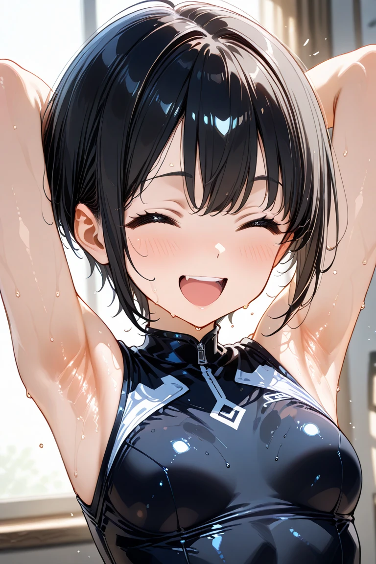 {{real anime, year 2023, anime screencap, promotional art}}, {{perfect anatomy}}, official art, {absurdres, very aesthetic, beautiful quality}, nsfw, 1girl, 1boy, hetero, clothed sex, {{cross-section}}, {{internal cumshot}}, girl on top, m legs, hands on another's body, penis in pussy, swimsuit aside, male pubic hair, clothed female nude male, latex school swimsuit, covered nipples, {{nervous sweating}}, {{{wet}}}, sweatdrops, water drops, symmetrical pose, shiny skin, {{feet out of frame}}, {{black hair, medium hair, ponytail}}, oval face, {{closed eyes}}, facing viewer, {{embarrassed, blush, evil smile}}, {open mouth, tongue, upper teeth only}, {medium breasts}, {slender}, {{photo-referenced}}, {outdoors}, pool, {{pool side}}, day, sky, summer, blurry background, backlighting, {{{light particles}}},