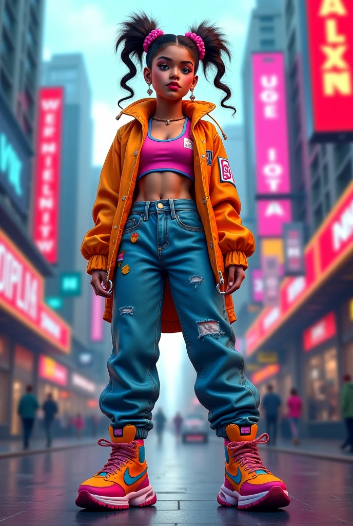 (masterpiece, 4k ,ultra detailed:1.2),(anime:1.2),illustration,(realistic:1),(photorealistic:1),
(solo:1.2),
(from side:1.2),(sad:1.4),
(panorama,perspective:1.4),(fisheye:1.2),
(landscape,outdoor,cityscape,night,midnight,rooftop,cyberpunk,asphalt,rain,graffiti art,reflection,shop,kiosk,sidewalk,avenue,police,taxi,bench:1.2),(skyscraper,fog:1.4),
(pedestrian,crowd,people:1.3),
(neon sign,blue neon,pink neon,yellow neon:1.4),
(off-shoulder neon trench coat,t-shirt,cargo pants,sneaker:1.3),
(platinum white hair,ponytail:1.2),(supermodel:1.4),(various hair color),