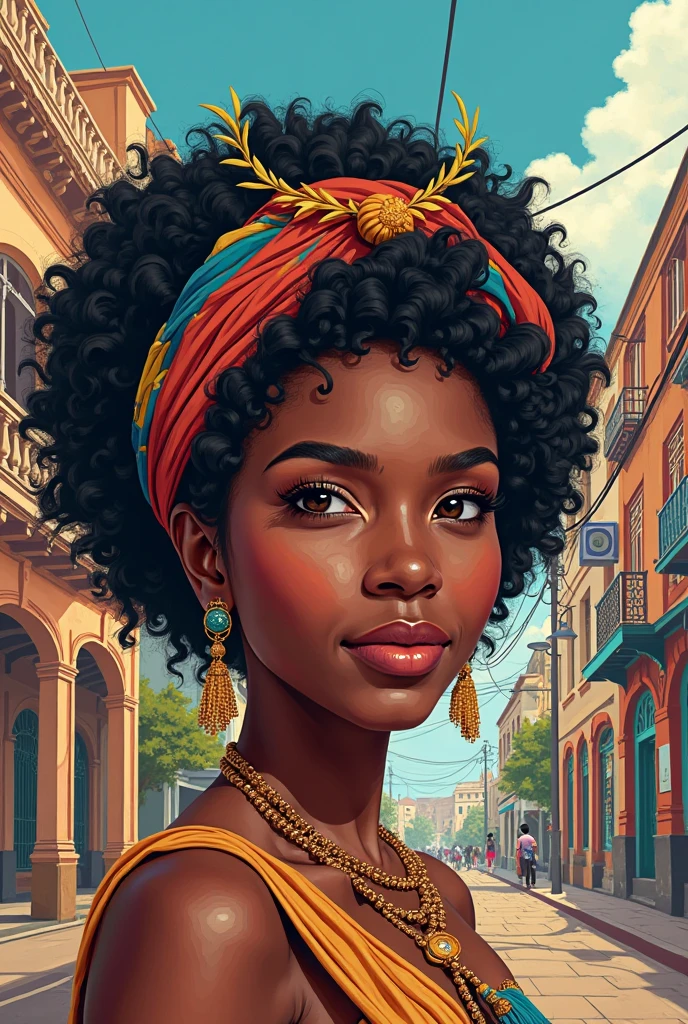 ebony girl walking in Italy, with blue eyes, very realistic look, sportish and sexy body, but humble --auto --s2